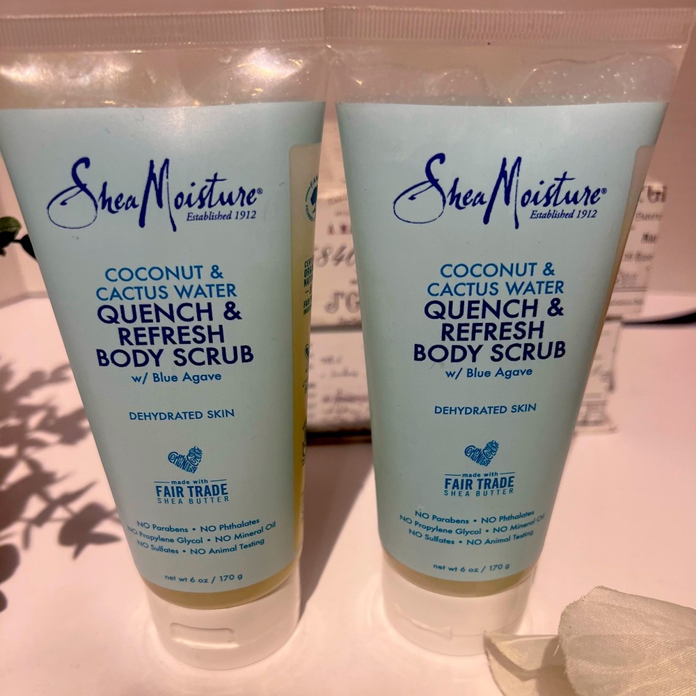 2x NEW Shea Moisture Coconut & Cactus Water Quench & Refresh Body Scrub 6oz.